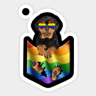 Rottweiler In Pocket LGBT Pride Flag For Dog Lovers Sticker